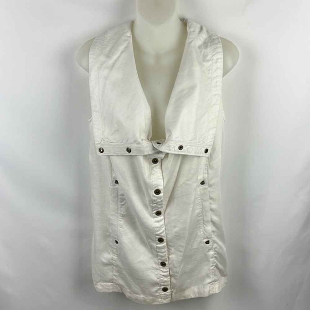 Anthropologie Marrakech Tombolo White‎ Vest Snap Front Closure Pockets Size XS